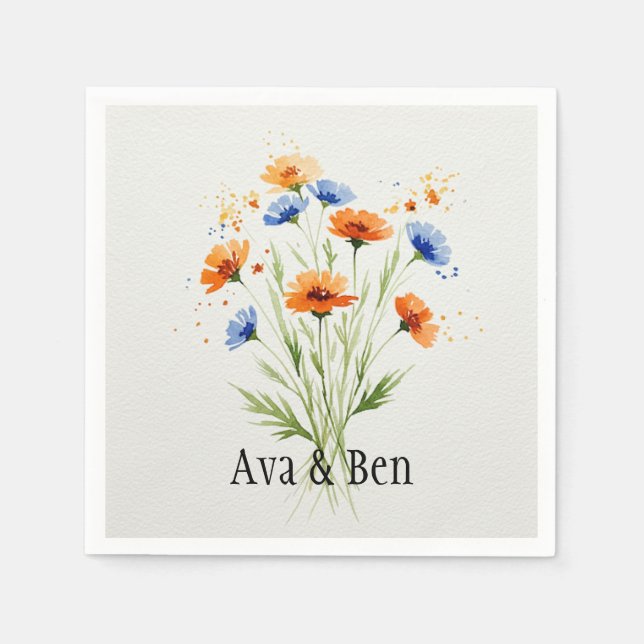 Guardanapo De Papel Casamento de Abraço de Flores Selvagens de Verão (Frente)