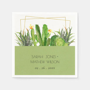 GUARDANAPO DE PAPEL CASAMENTO DE ÁGUA FLORAL MODERNO CACTUS FLORAL