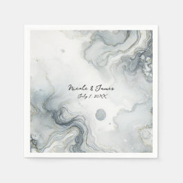 Guardanapo De Papel Casamento de Água-Marinha e Dourado em Aquarela Pr