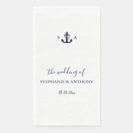 Guardanapo De Papel Casamento de Âncora Azul Marinho Náutico Monograma