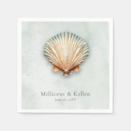 Guardanapo De Papel Casamento de Aqua de Seashell Costeiro Moderno