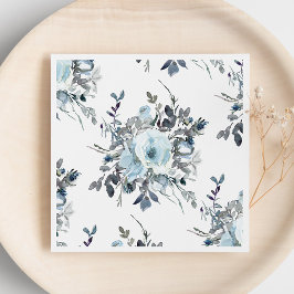 Guardanapo De Papel Casamento de Aquarela Floral Azul Elegante