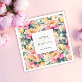 Guardanapo De Papel Casamento de Aquarela Romântica Elegante
