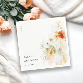 Guardanapo De Papel Casamento de Aquarelas de Pumpkin de Flor Selvagem