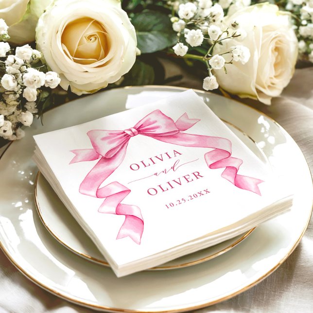 Guardanapo De Papel Casamento de Arco de Mão Rosa-Rosa-Elegante (Criador carregado)