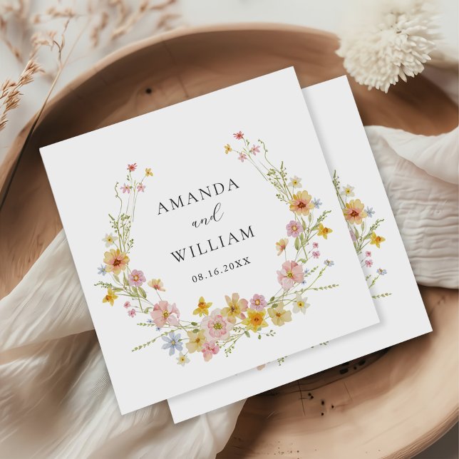 Guardanapo De Papel Casamento de Arco Rosa de Flor Selvagem Elegante (Criador carregado)