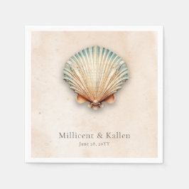 Guardanapo De Papel Casamento de Areia Costeira Moderna