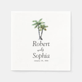 Guardanapo De Papel Casamento de Árvore de Palma Moderna em Watercolor