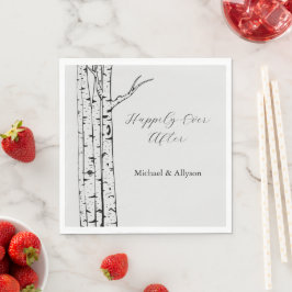 Guardanapo De Papel Casamento de Árvores de Bétula Cinza