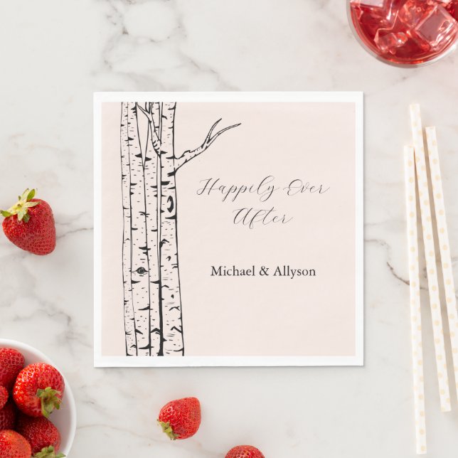 Guardanapo De Papel Casamento de Árvores de Bétula Rosa Corado (Insitu)