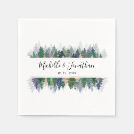 Guardanapo De Papel Casamento de Árvores de Pinheiros Douradas, Lavand