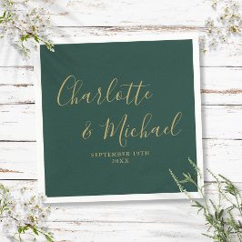 Guardanapo De Papel Casamento De Assinatura Elegante Emerald Green E D