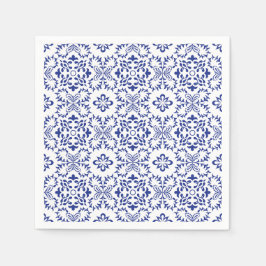 Guardanapo De Papel Casamento de Azulejo Mosaico Azul com Limões do Me