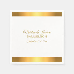 Guardanapo De Papel Casamento de Banners Dourados Brancos Personalizad