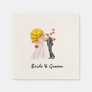 Guardanapo De Papel Casamento de basquete com coração vermelho apaixon