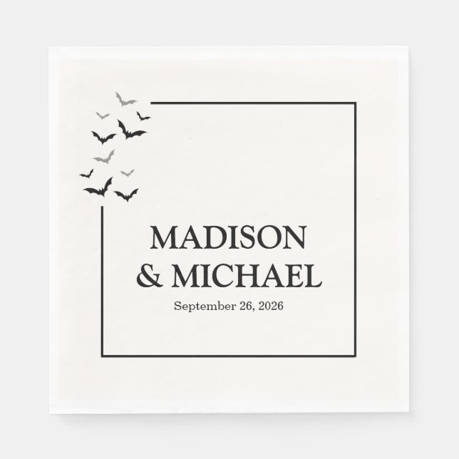 Guardanapo De Papel Casamento de Bat Negro do Halloween (Frente)