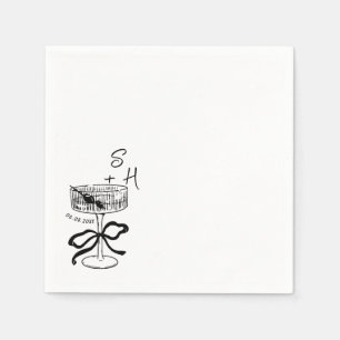 Guardanapo De Papel Casamento de Bebidas Mínimas de Coquete Desenhadas