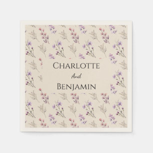 Guardanapo De Papel Casamento de Beige de Flor Selvagem Moderna Napkin