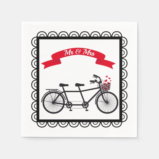 Guardanapo De Papel Casamento de Bicicleta Tandem Napkin (Frente)
