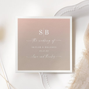 Guardanapo De Papel Casamento de Blush e Beige Monogramas de Ombre Ele