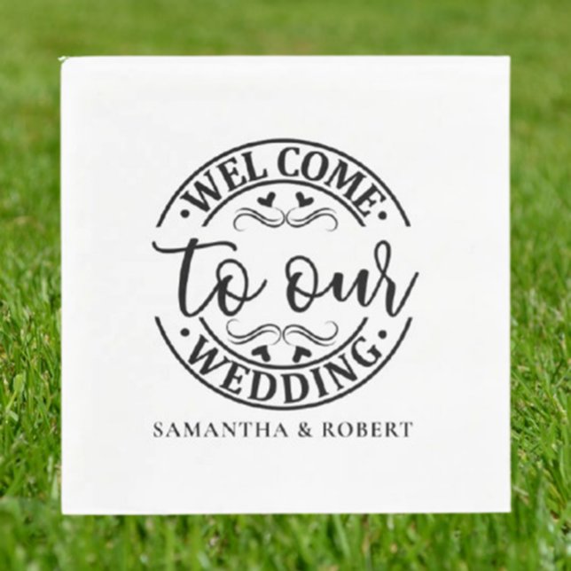 GUARDANAPO DE PAPEL CASAMENTO DE BOAS-VINDAS SIMPLES  (Personalize  napkins effortlessly—add a heartfelt touch today!)