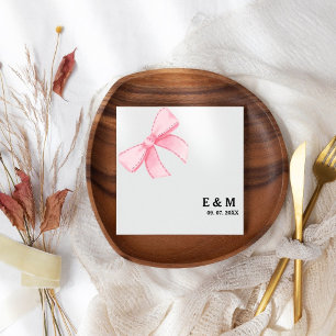 Guardanapo De Papel Casamento de Boho com Arco de Blush Rosa Monograma