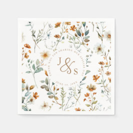 Guardanapo De Papel Casamento de Boho com flor silvestre de Watercolor