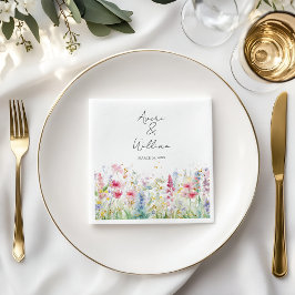 Guardanapo De Papel Casamento de Boho Moderno com Aquarela de Flor de 