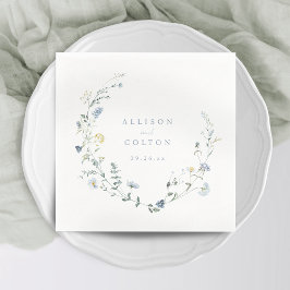 Guardanapo De Papel Casamento de Boho Russo de Flor Selvagem Azul Eleg