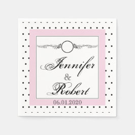 Guardanapo De Papel Casamento de Borboleta de Bolinhas Branca Negra Na