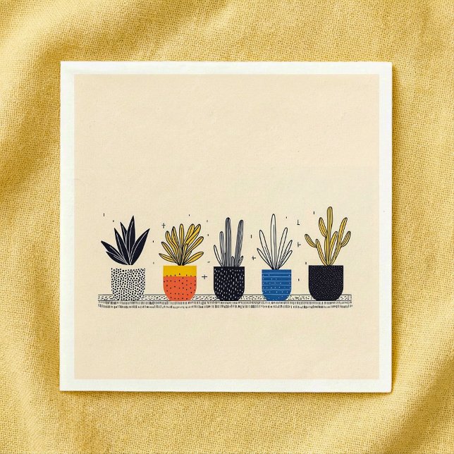 Guardanapo De Papel Casamento de Bright Colorful Potlands (Bright Colorful Potted House Plants wedding Napkins.)