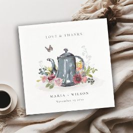 Guardanapo De Papel Casamento de bule de chá com Rosas agradáveis e el