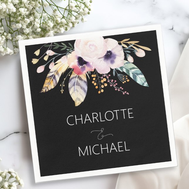 Guardanapo De Papel Casamento de Buquê Elegante Boho (Criador carregado)