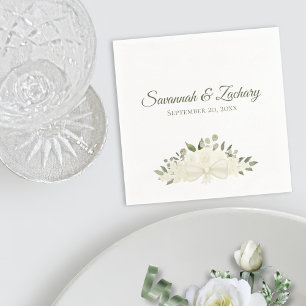 Guardanapo De Papel Casamento de Buquê Floral Rustic Ivory White Boho