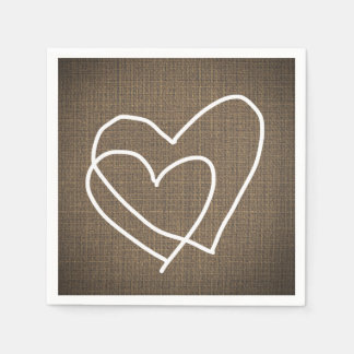 Guardanapo De Papel Casamento de Burlap Hearts Rustic Country