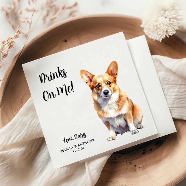 Guardanapo De Papel Casamento de Cachorro Corgi  (Criador carregado)