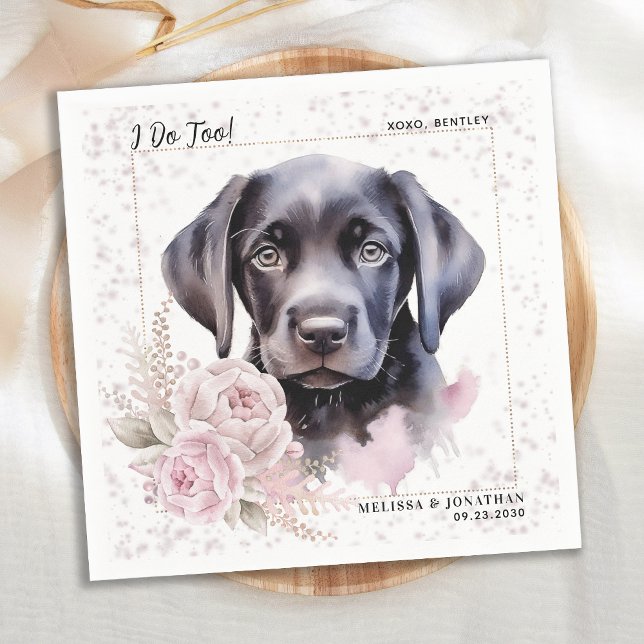 Guardanapo De Papel Casamento De Cachorro Floral Com Labrador Retrieve (Criador carregado)
