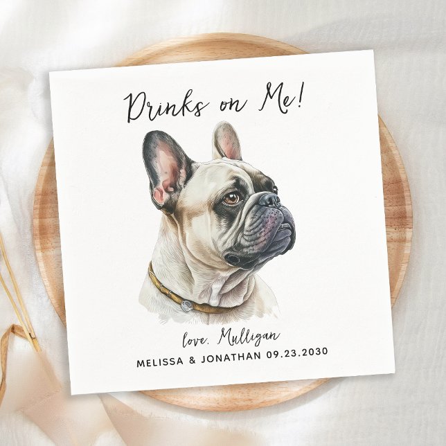 Guardanapo De Papel Casamento De Cachorro Personalizado Francês Bulldo (Criador carregado)