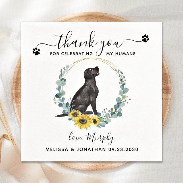 Guardanapo De Papel Casamento De Cachorro Personalizado Obrigado Ao Co (Criador carregado)