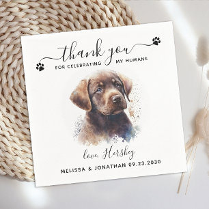 Guardanapo De Papel Casamento De Cães Obrigado Chocolate Labrador Pupp