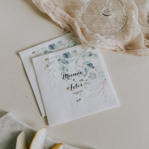 Guardanapo De Papel Casamento de Caligrafia Floral Rustic Eucalyptus D