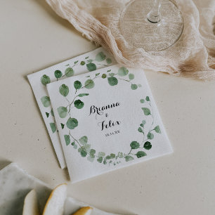 Guardanapo De Papel Casamento de Caligrafia Moderna Eucalipto 