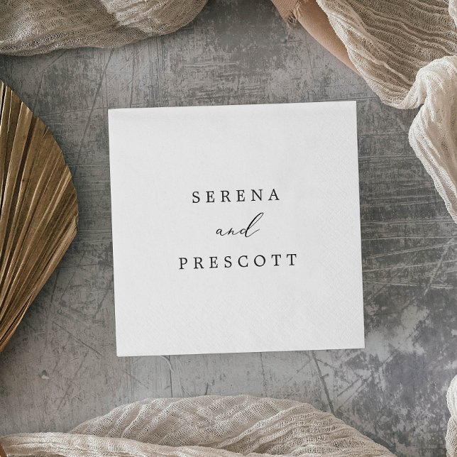 Guardanapo De Papel Casamento de Caligrafia Negra Delicada (Criador carregado)
