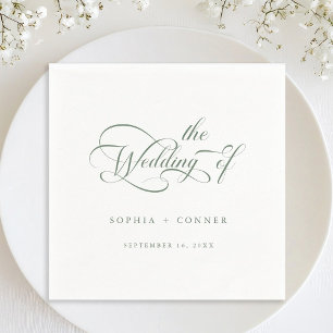 Guardanapo De Papel Casamento de Caligrafia Romântica Sage Green