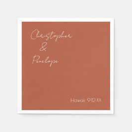 Guardanapo De Papel Casamento de Calliografia Minimalista Terra Cotta