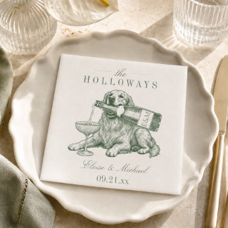 Guardanapo De Papel Casamento de Cão de Água Preppy Verde Sage