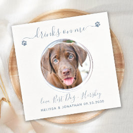 Guardanapo De Papel Casamento de Cão Fotográfico Personalizado de Pet