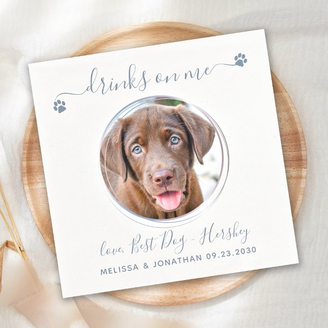 Guardanapo De Papel Casamento de Cão Fotográfico Personalizado de Pet  (Criador carregado)