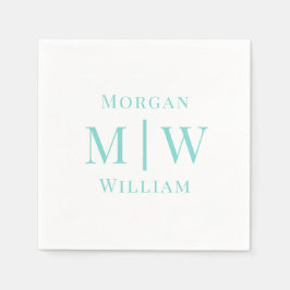 Guardanapo De Papel Casamento de Casal Simples 2 Nomes Iniciais VS Cor