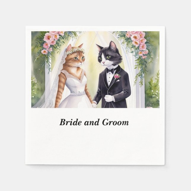 Guardanapo De Papel Casamento de Cat com noiva e noiva (Frente)